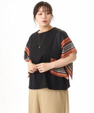 OLKHD41099 eur3(エウルキューブ) 【大きいサイズ/接触冷感】スカーフプリントトップス ブラック