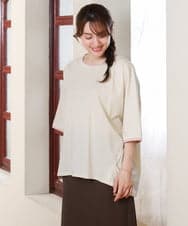 OLKHD42079 eur3(エウルキューブ) 【大きいサイズ/ 接触冷感】配色コットントップス アイボリー