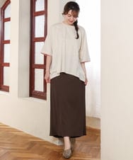 OLKHD42079 eur3(エウルキューブ) 【大きいサイズ/ 接触冷感】配色コットントップス アイボリー