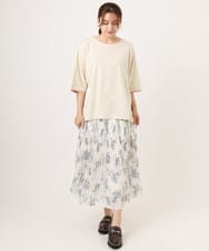 OLKHD42079 eur3(エウルキューブ) 【大きいサイズ/ 接触冷感】配色コットントップス アイボリー