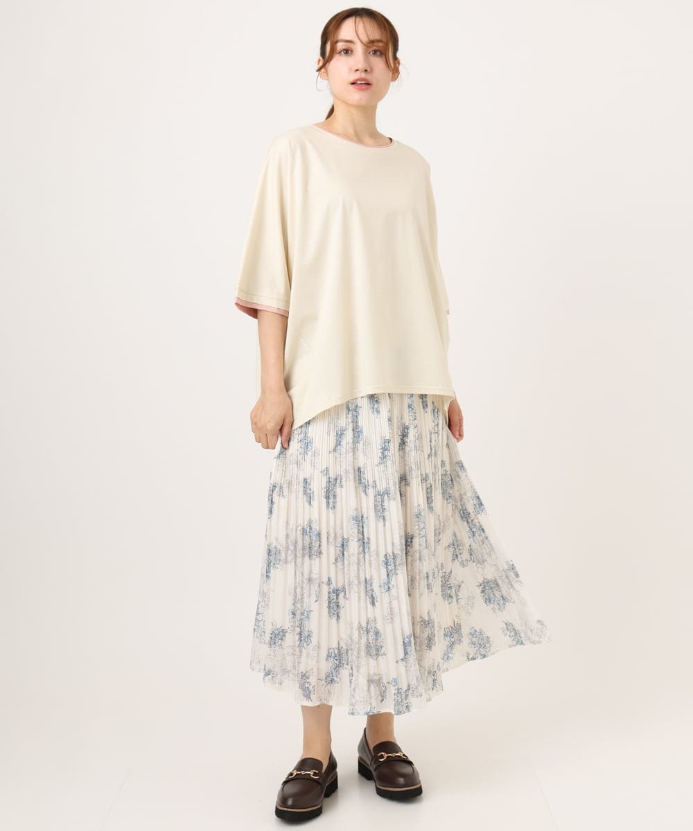 OLKHD42079 eur3(エウルキューブ) 【大きいサイズ/ 接触冷感】配色コットントップス アイボリー