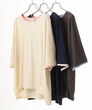 OLKHD42079 eur3(エウルキューブ) 【大きいサイズ/ 接触冷感】配色コットントップス ダークグレー