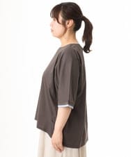 OLKHD42079 eur3(エウルキューブ) 【大きいサイズ/ 接触冷感】配色コットントップス ダークグレー