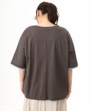 OLKHD42079 eur3(エウルキューブ) 【大きいサイズ/ 接触冷感】配色コットントップス ダークグレー