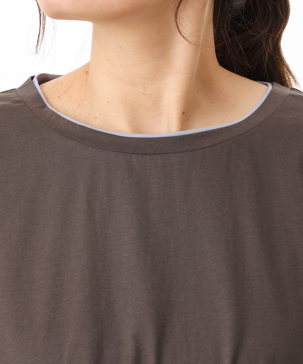 OLKHD42079 eur3(エウルキューブ) 【大きいサイズ/ 接触冷感】配色コットントップス ダークグレー