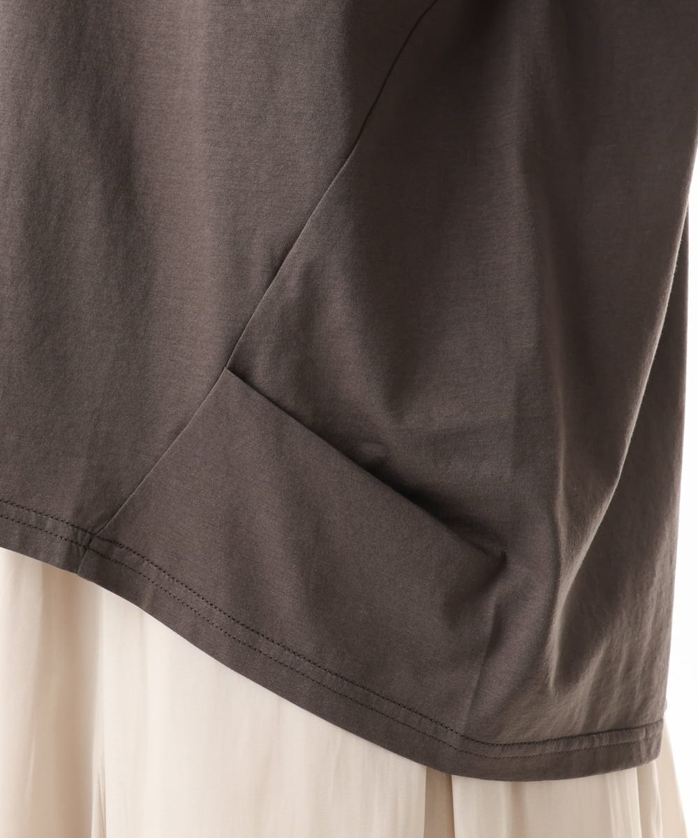OLKHD42079 eur3(エウルキューブ) 【大きいサイズ/ 接触冷感】配色コットントップス ダークグレー
