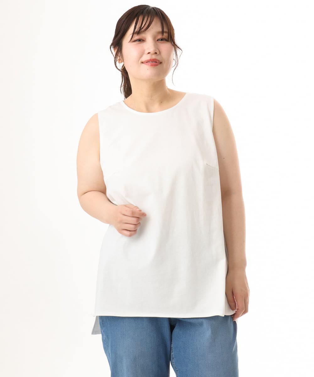 OLKHD51049 eur3(エウルキューブ) 【大きいサイズ】サイドスリットロングタンクトップ ホワイト