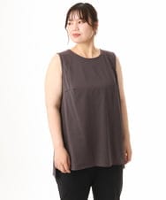 OLKHD51049 eur3(エウルキューブ) 【大きいサイズ】サイドスリットロングタンクトップ ダークグレー