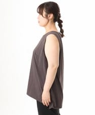OLKHD51049 eur3(エウルキューブ) 【大きいサイズ】サイドスリットロングタンクトップ ダークグレー