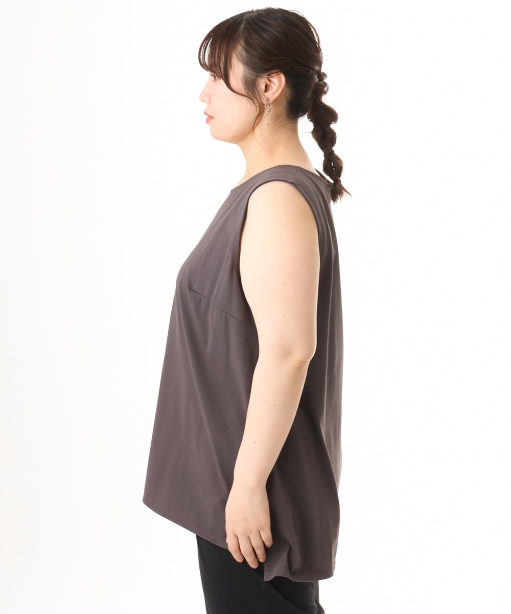 OLKHD51049 eur3(エウルキューブ) 【大きいサイズ】サイドスリットロングタンクトップ ダークグレー
