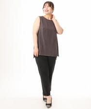 OLKHD51049 eur3(エウルキューブ) 【大きいサイズ】サイドスリットロングタンクトップ ダークグレー