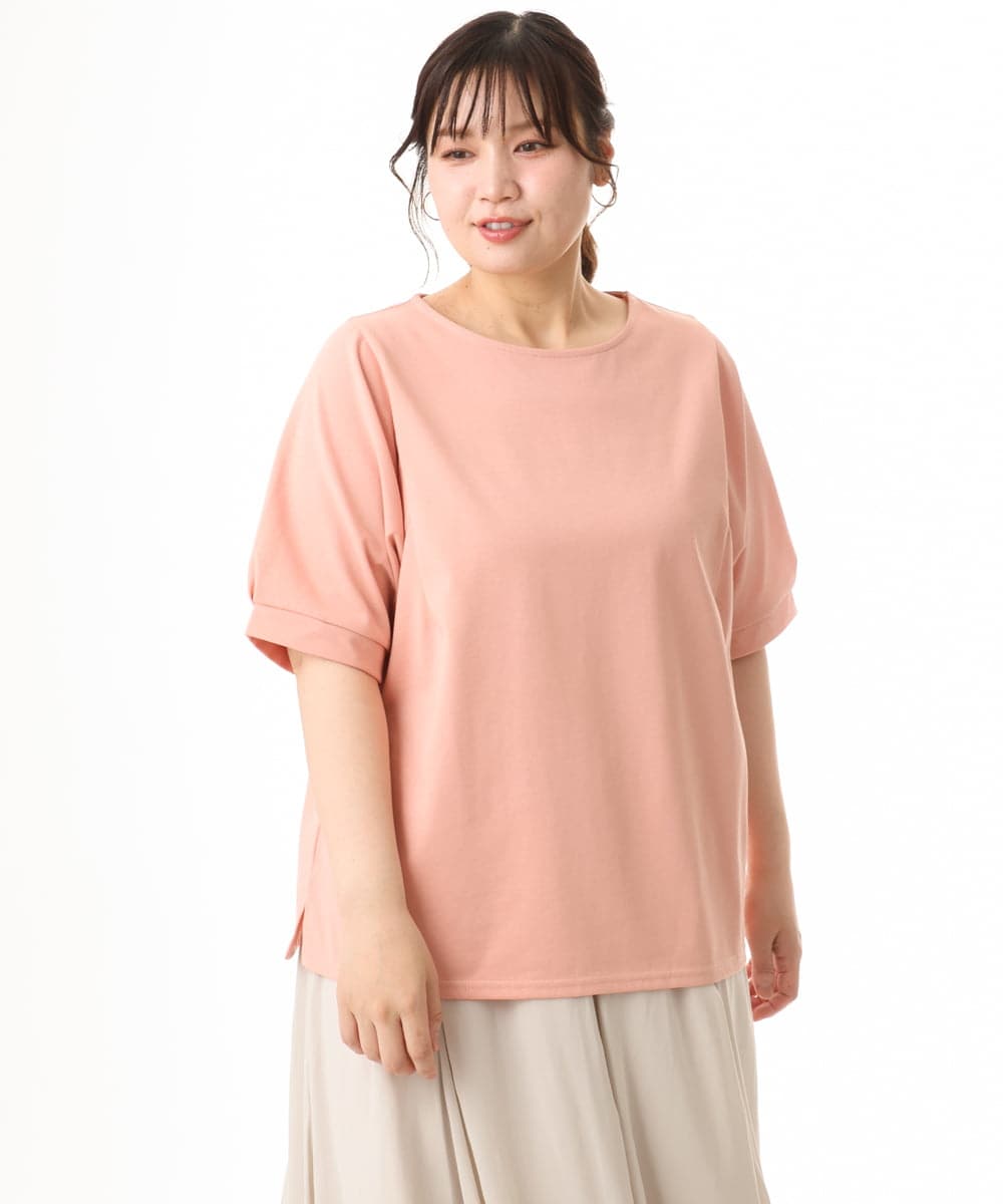 OLKHD52059 eur3(エウルキューブ) 【大きいサイズ/UVカット】接触冷感パフスリーブカットソー オレンジ