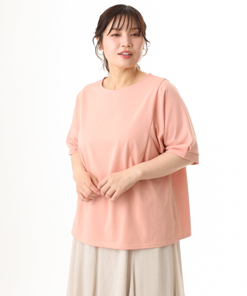 OLKHD52059 eur3(エウルキューブ) 【大きいサイズ/UVカット】接触冷感パフスリーブカットソー オレンジ