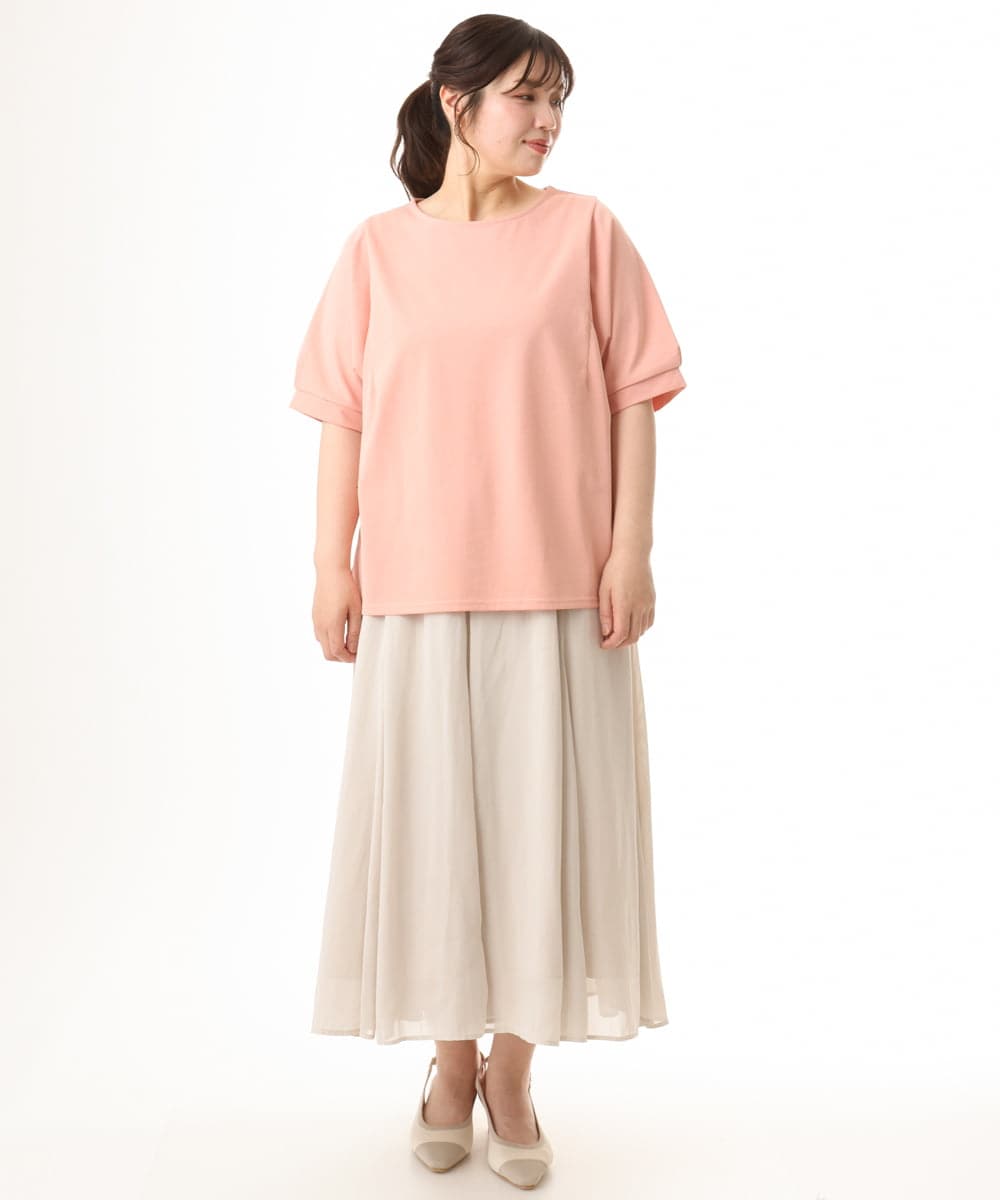OLKHD52059 eur3(エウルキューブ) 【大きいサイズ/UVカット】接触冷感パフスリーブカットソー オレンジ