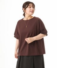 OLKHD52059 eur3(エウルキューブ) 【大きいサイズ/UVカット】接触冷感パフスリーブカットソー ダークブラウン