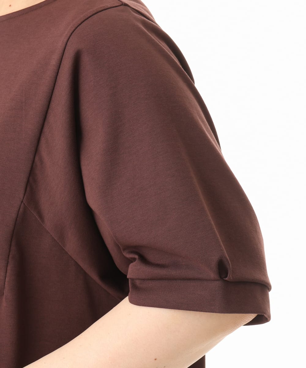 OLKHD52059 eur3(エウルキューブ) 【大きいサイズ/UVカット】接触冷感パフスリーブカットソー ダークブラウン