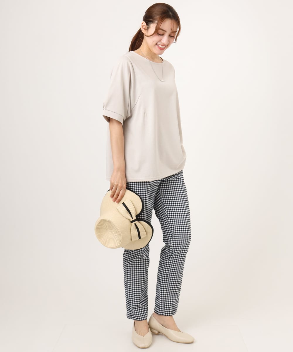 OLKHD52059 eur3(エウルキューブ) 【大きいサイズ/UVカット】接触冷感パフスリーブカットソー グレージュ