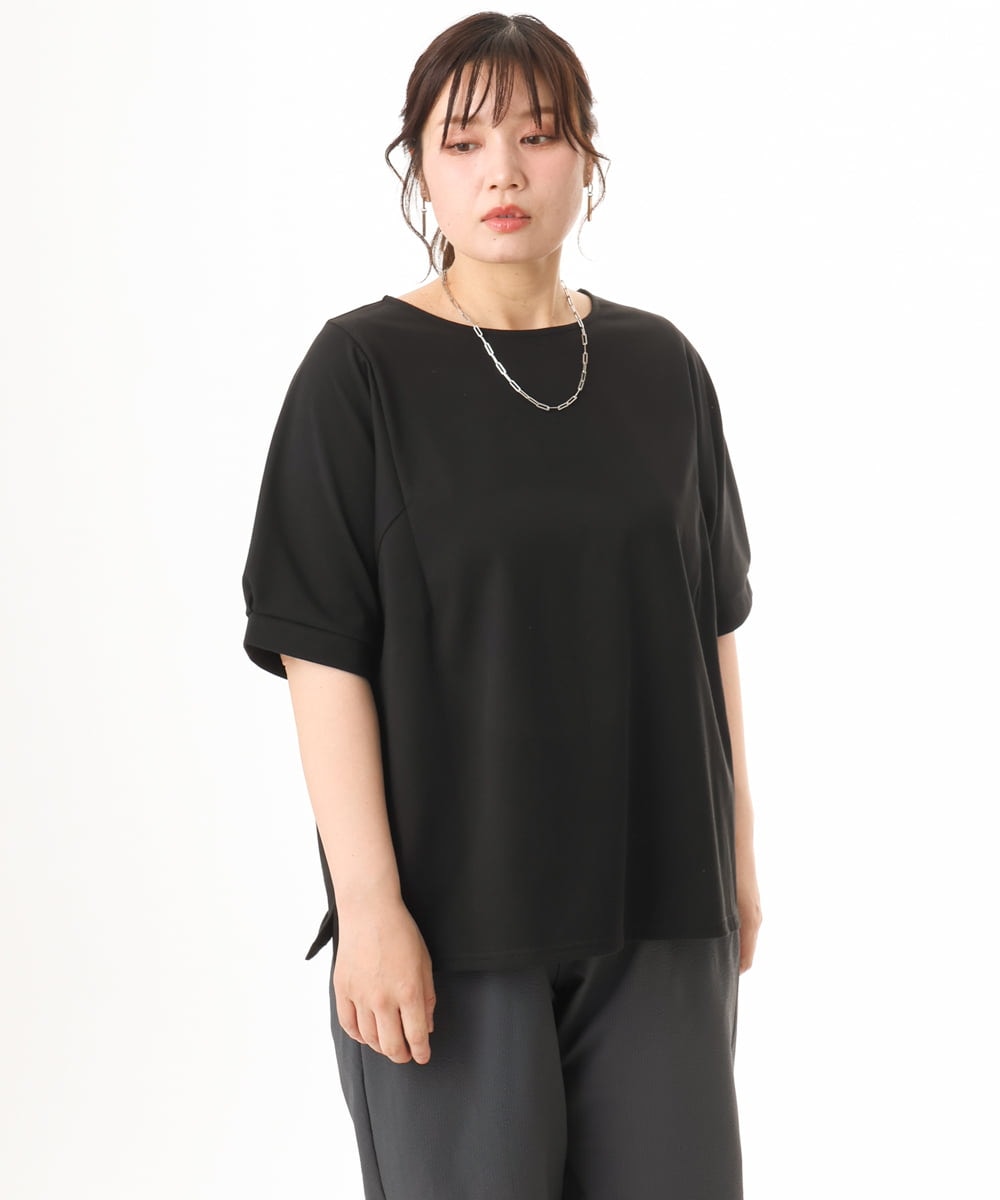 OLKHD52059 eur3(エウルキューブ) 【大きいサイズ/UVカット】接触冷感パフスリーブカットソー ブラック