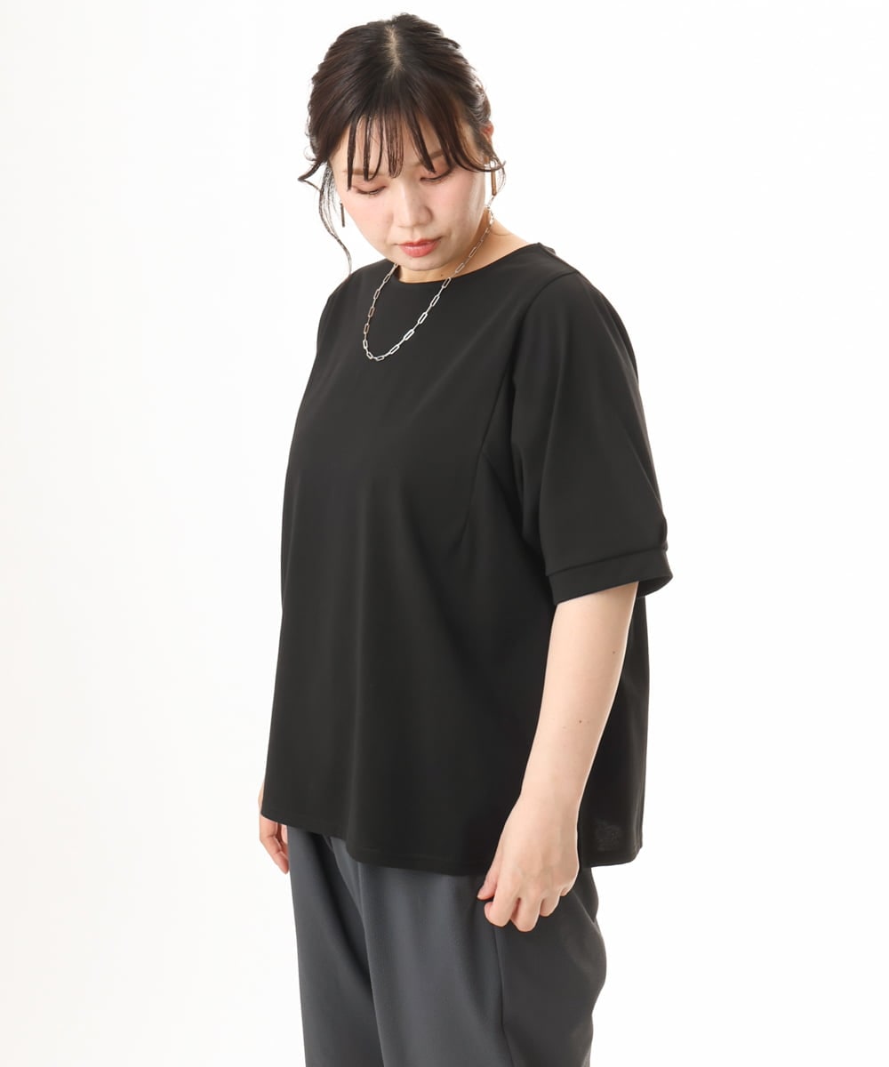 OLKHD52059 eur3(エウルキューブ) 【大きいサイズ/UVカット】接触冷感パフスリーブカットソー ブラック