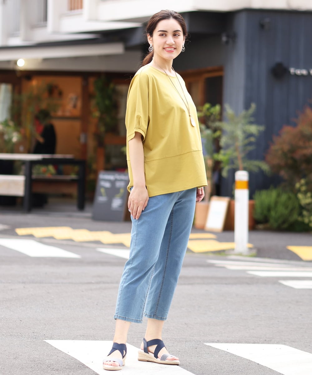 OLKHS43070 eur3(エウルキューブ) 【大きいサイズ/接触冷感】前後2WAYコットントップス イエロー(25)