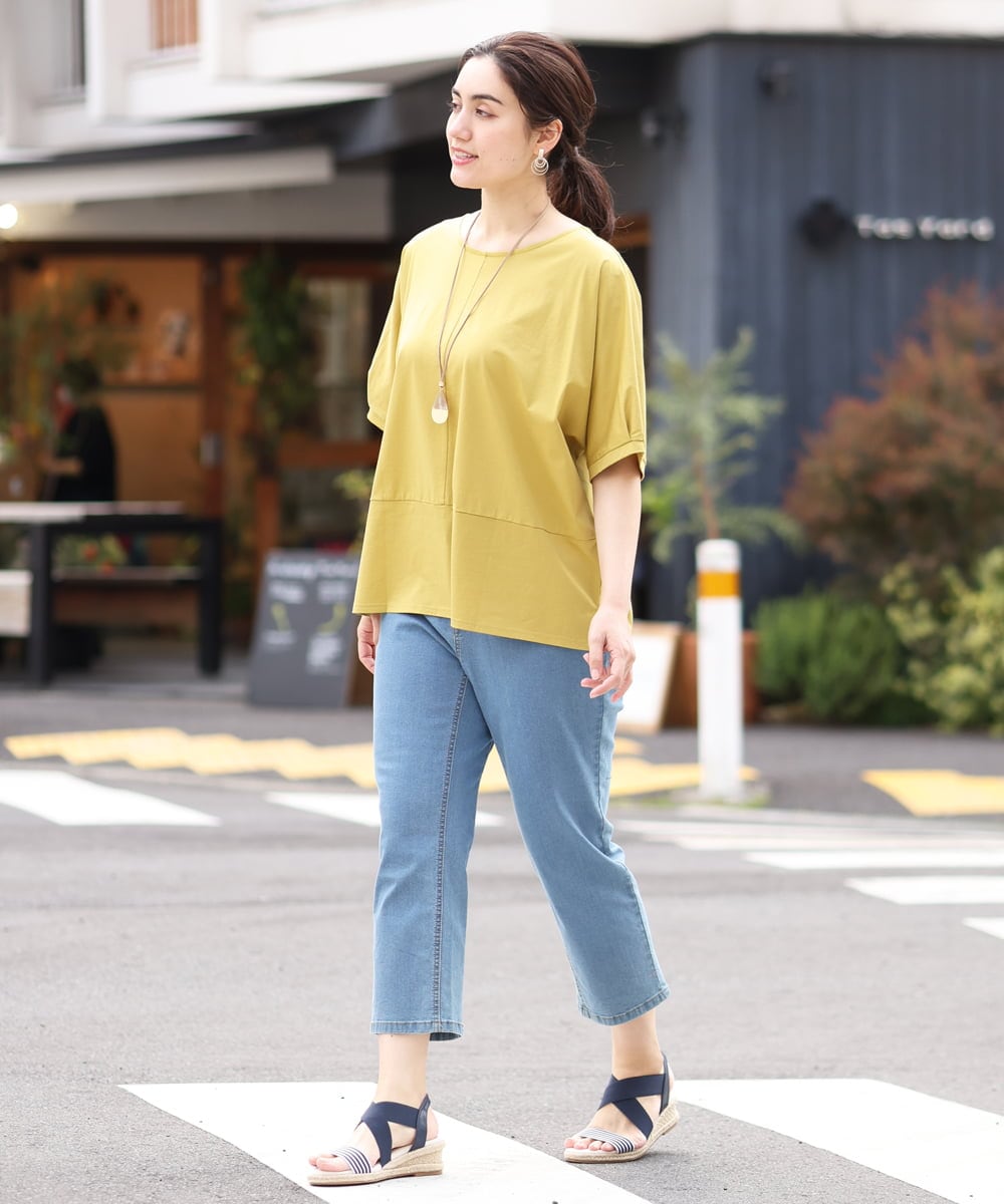 OLKHS43070 eur3(エウルキューブ) 【大きいサイズ/接触冷感】前後2WAYコットントップス イエロー(25)