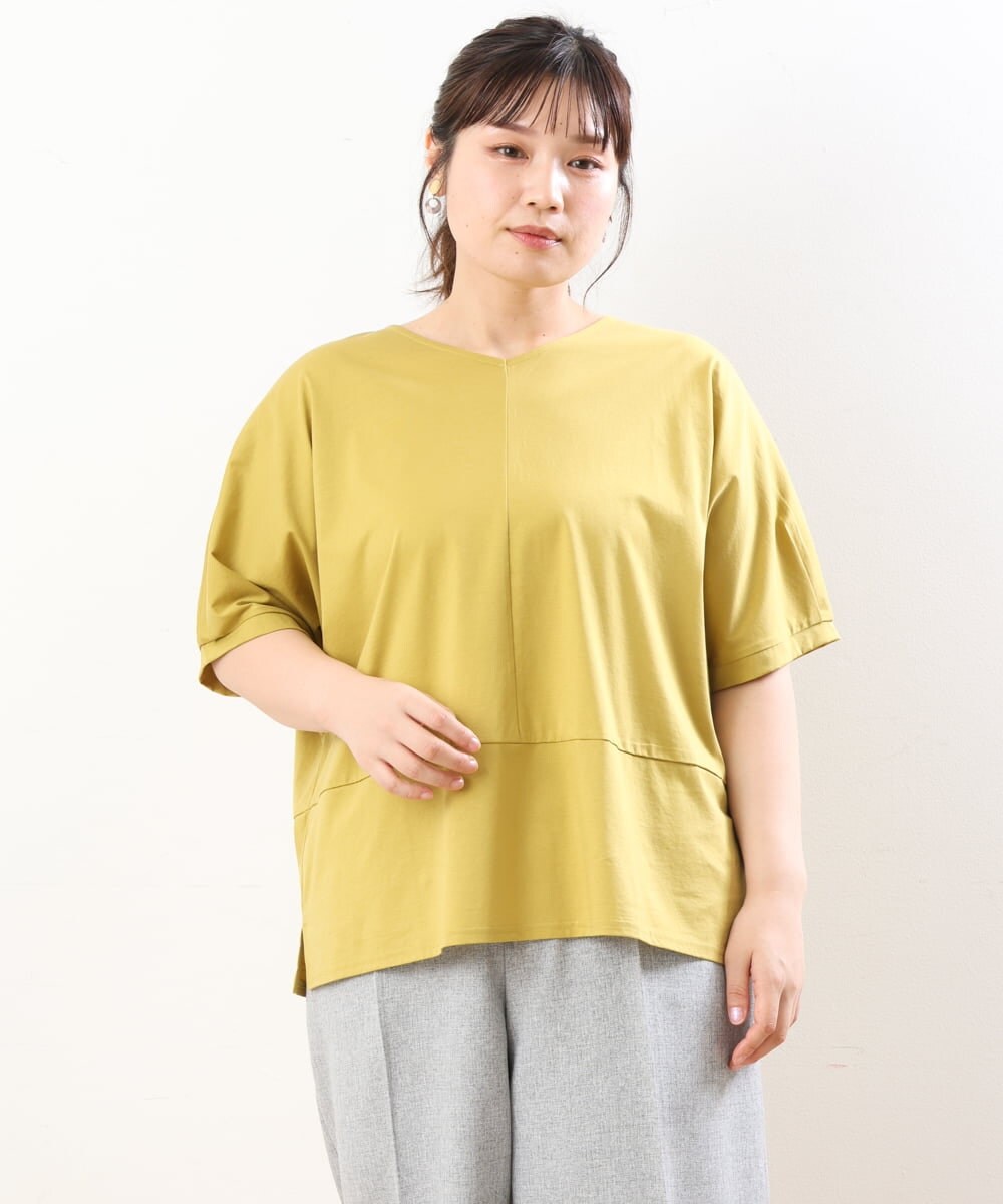 OLKHS43070 eur3(エウルキューブ) 【大きいサイズ/接触冷感】前後2WAYコットントップス イエロー(25)