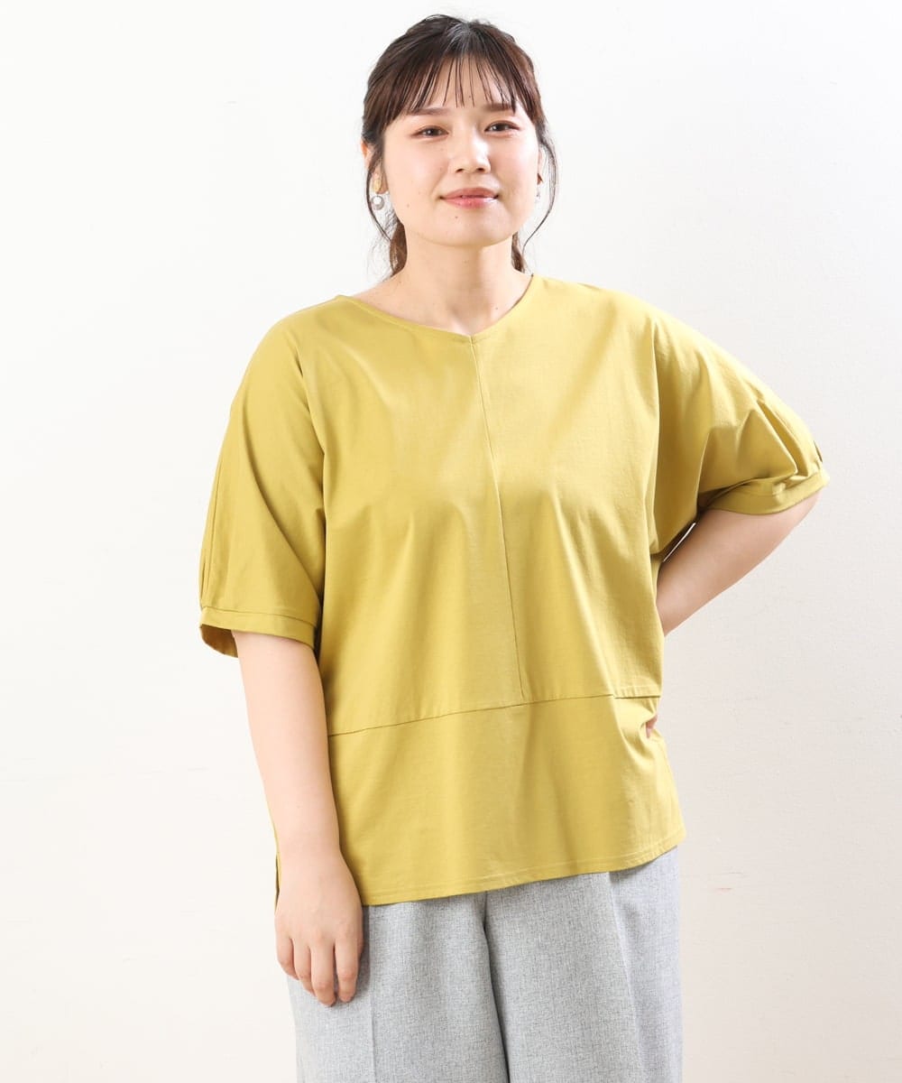 OLKHS43070 eur3(エウルキューブ) 【大きいサイズ/接触冷感】前後2WAYコットントップス イエロー(25)