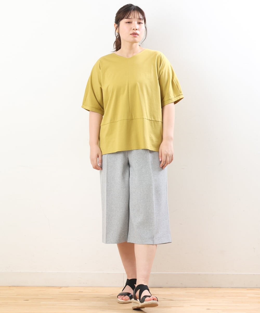 OLKHS43070 eur3(エウルキューブ) 【大きいサイズ/接触冷感】前後2WAYコットントップス イエロー(25)