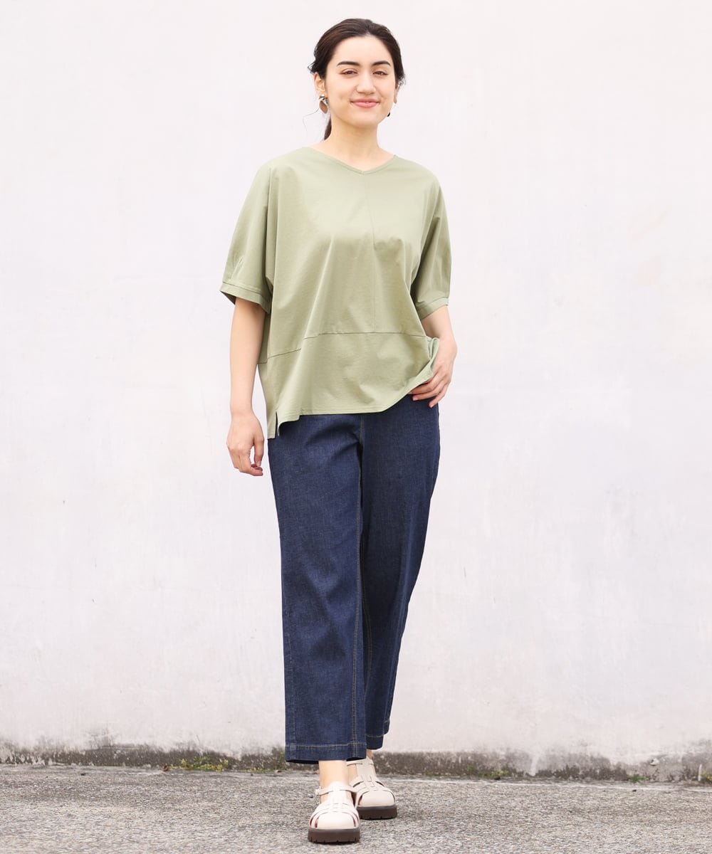 OLKHS43070 eur3(エウルキューブ) 【大きいサイズ/接触冷感】前後2WAYコットントップス カーキ(36)