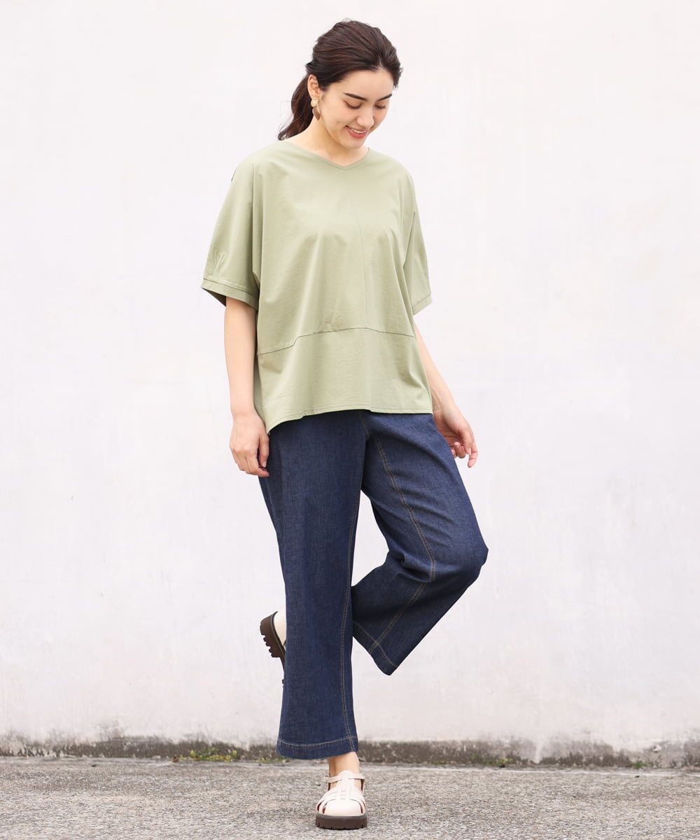 OLKHS43070 eur3(エウルキューブ) 【大きいサイズ/接触冷感】前後2WAYコットントップス カーキ(36)