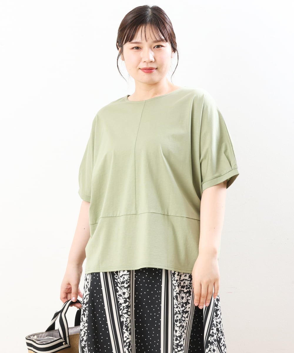 OLKHS43070 eur3(エウルキューブ) 【大きいサイズ/接触冷感】前後2WAYコットントップス カーキ(36)
