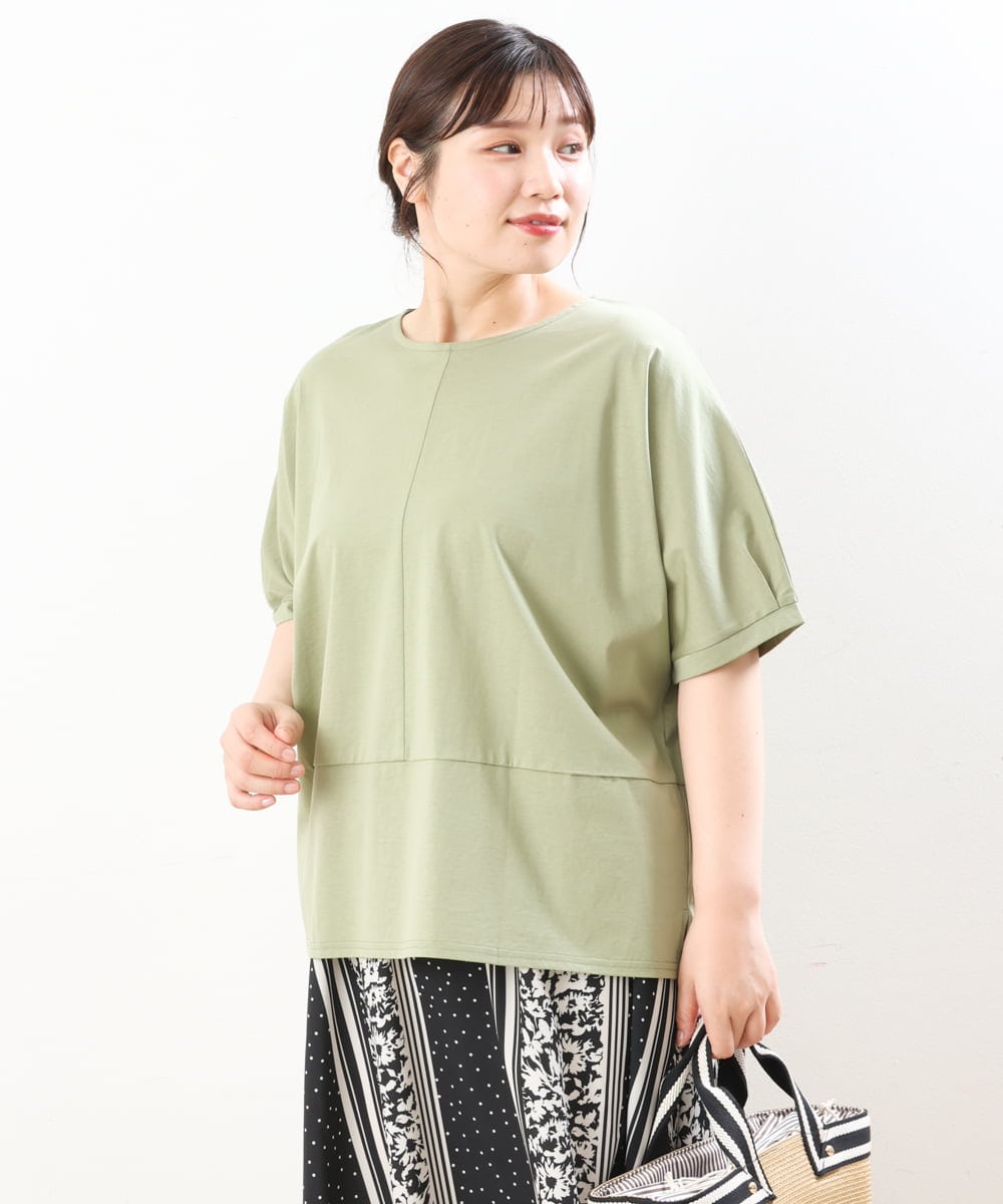 OLKHS43070 eur3(エウルキューブ) 【大きいサイズ/接触冷感】前後2WAYコットントップス カーキ(36)