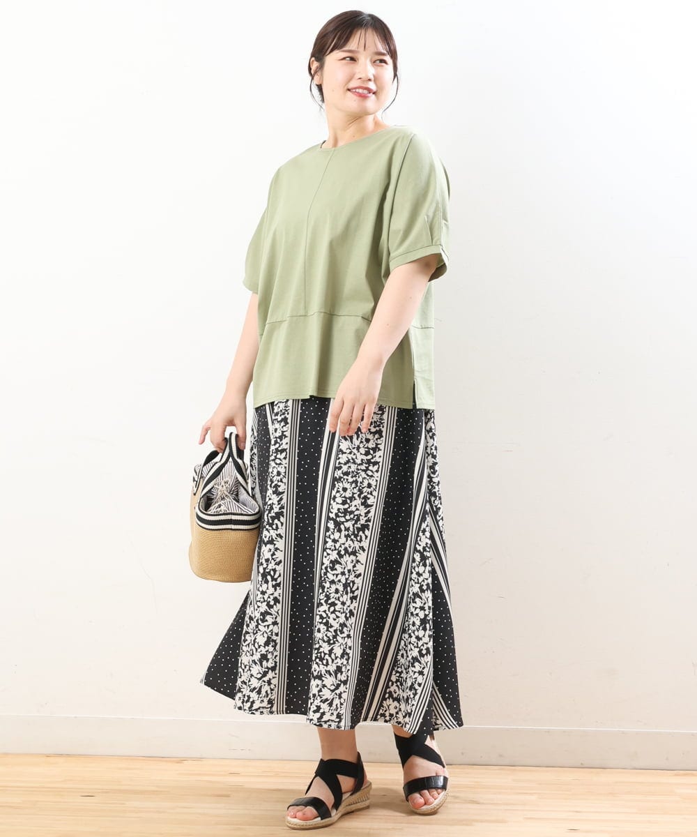 OLKHS43070 eur3(エウルキューブ) 【大きいサイズ/接触冷感】前後2WAYコットントップス カーキ(36)