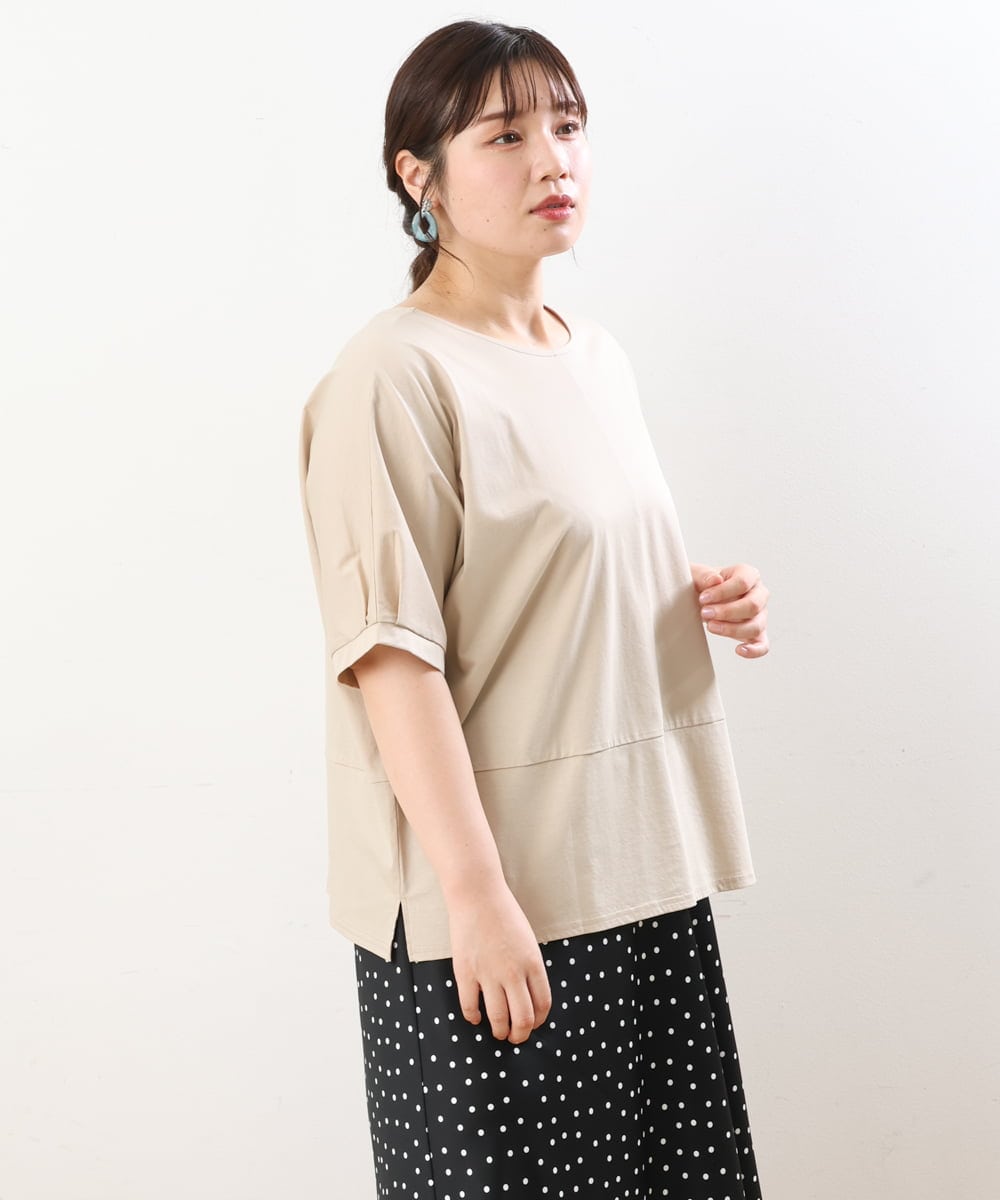 OLKHS43070 eur3(エウルキューブ) 【大きいサイズ/接触冷感】前後2WAYコットントップス ベージュ(82)