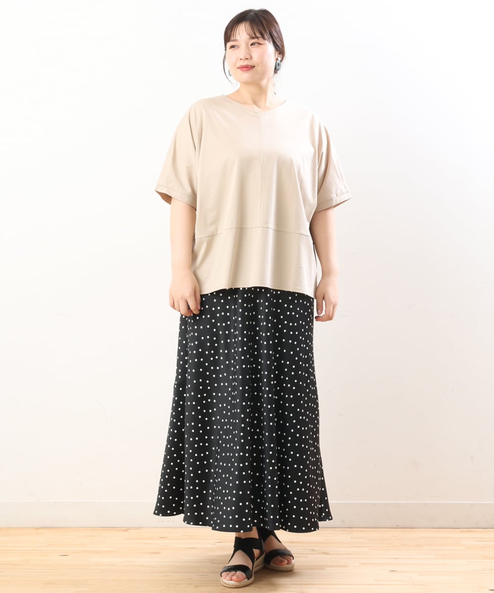 OLKHS43070 eur3(エウルキューブ) 【大きいサイズ/接触冷感】前後2WAYコットントップス ベージュ(82)