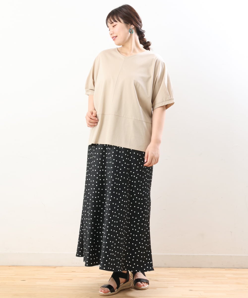 OLKHS43070 eur3(エウルキューブ) 【大きいサイズ/接触冷感】前後2WAYコットントップス ベージュ(82)