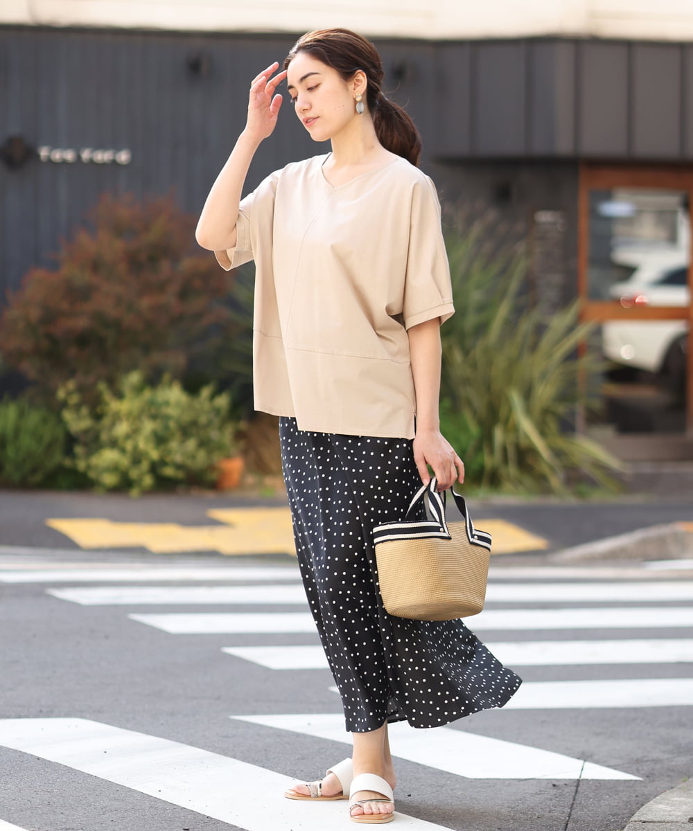 OLKHS43070 eur3(エウルキューブ) 【大きいサイズ/接触冷感】前後2WAYコットントップス ベージュ(82)