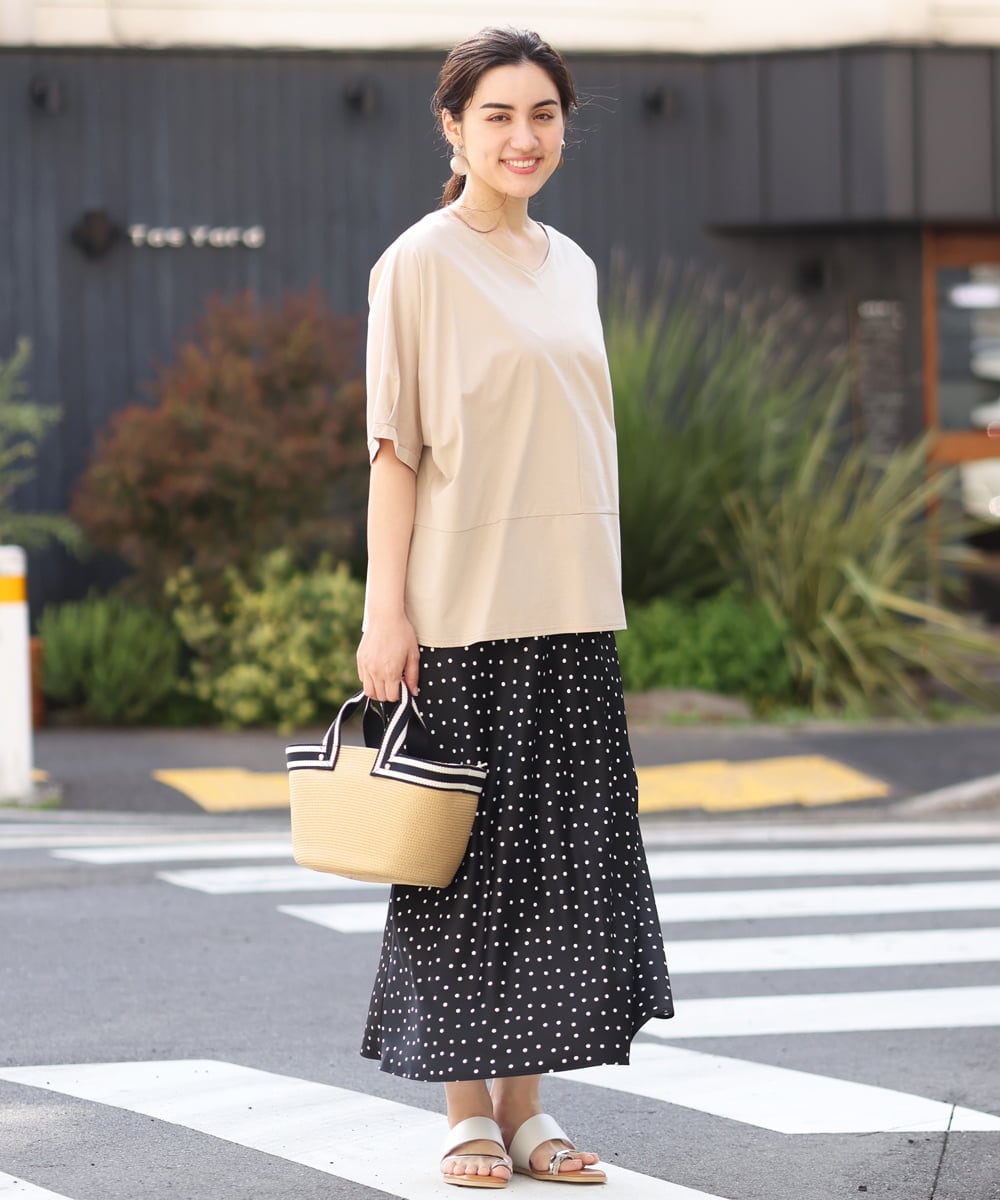 OLKHS43070 eur3(エウルキューブ) 【大きいサイズ/接触冷感】前後2WAYコットントップス ベージュ(82)