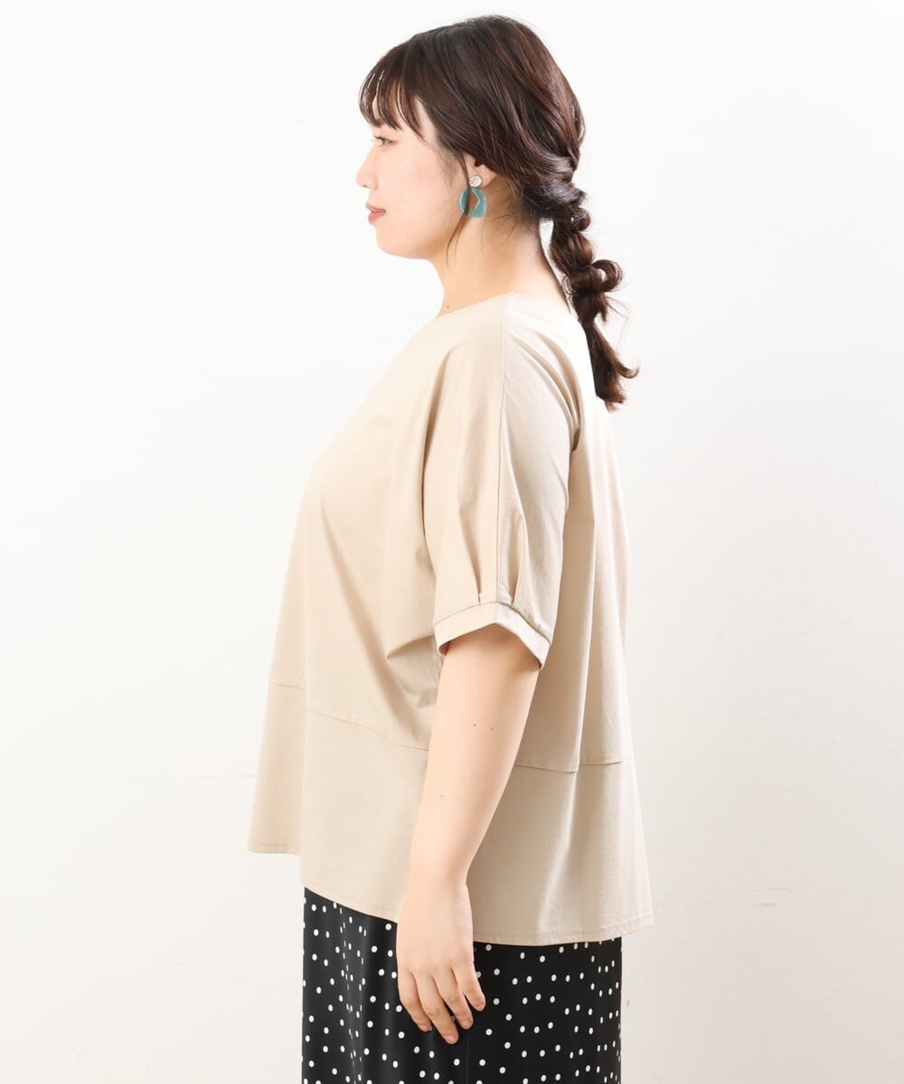 OLKHS43070 eur3(エウルキューブ) 【大きいサイズ/接触冷感】前後2WAYコットントップス ベージュ(82)