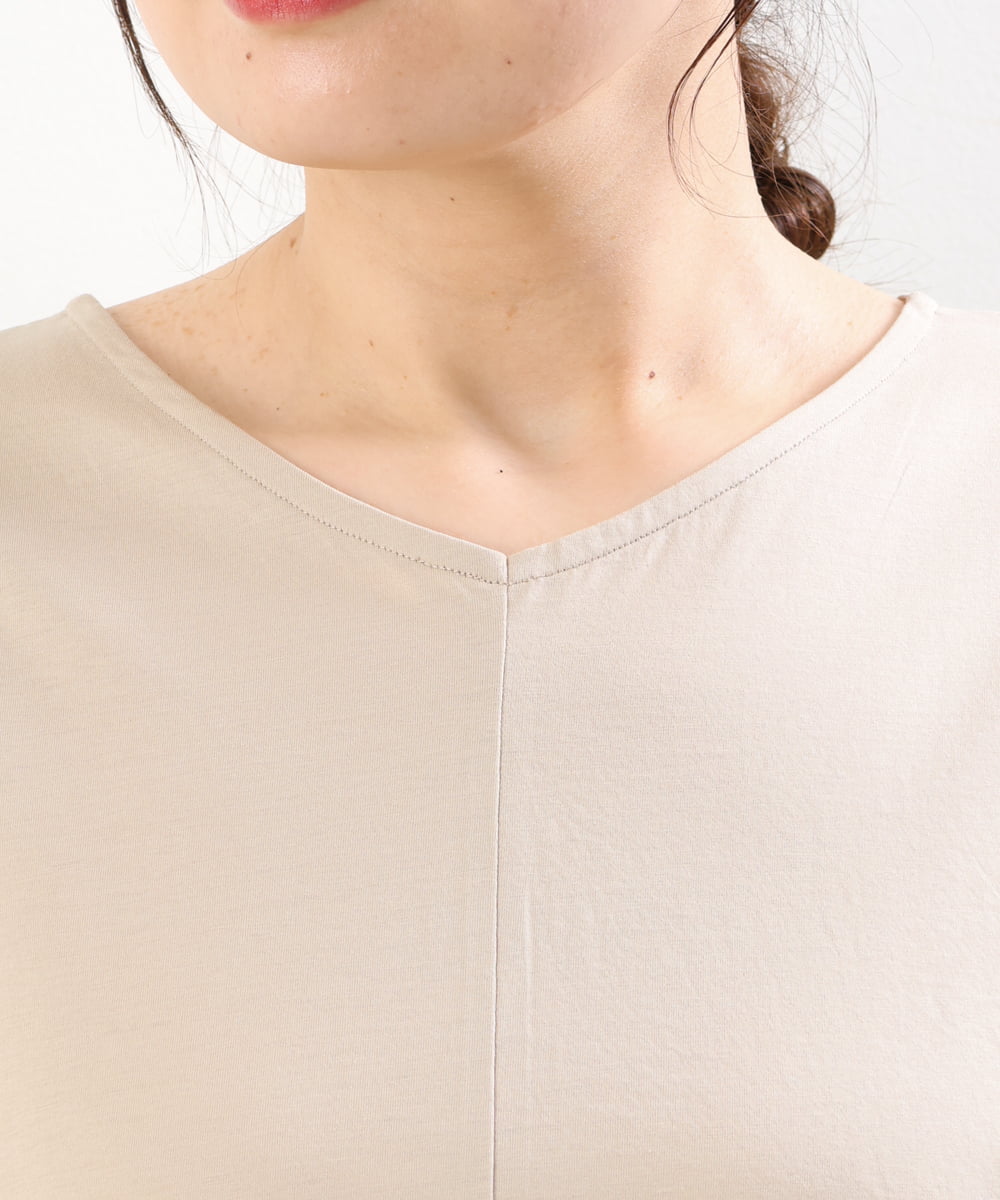 OLKHS43070 eur3(エウルキューブ) 【大きいサイズ/接触冷感】前後2WAYコットントップス ベージュ(82)