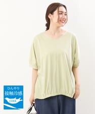 OLKHS52070 eur3(エウルキューブ) 【大きいサイズ/接触冷感】Vネックフロントギャザーカットソー ライトグリーン(30)