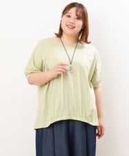 OLKHS52070 eur3(エウルキューブ) 【大きいサイズ/接触冷感】Vネックフロントギャザーカットソー ライトグリーン(30)