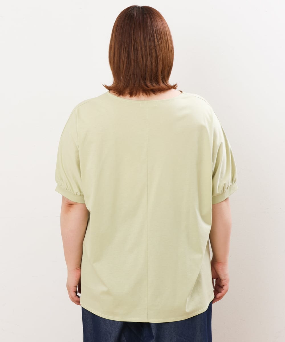 OLKHS52070 eur3(エウルキューブ) 【大きいサイズ/接触冷感】Vネックフロントギャザーカットソー ライトグリーン(30)
