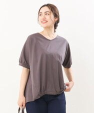 OLKHS52070 eur3(エウルキューブ) 【大きいサイズ/接触冷感】Vネックフロントギャザーカットソー ダークグレー(93)