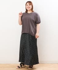 OLKHS52070 eur3(エウルキューブ) 【大きいサイズ/接触冷感】Vネックフロントギャザーカットソー ダークグレー(93)