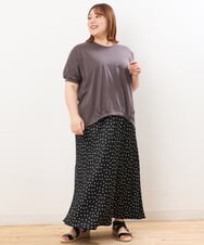 OLKHS52070 eur3(エウルキューブ) 【大きいサイズ/接触冷感】Vネックフロントギャザーカットソー ダークグレー(93)