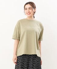 OLKHS59060 eur3(エウルキューブ) 【大きいサイズ】着心地さらっとコットンロゴTシャツ カーキ(36)