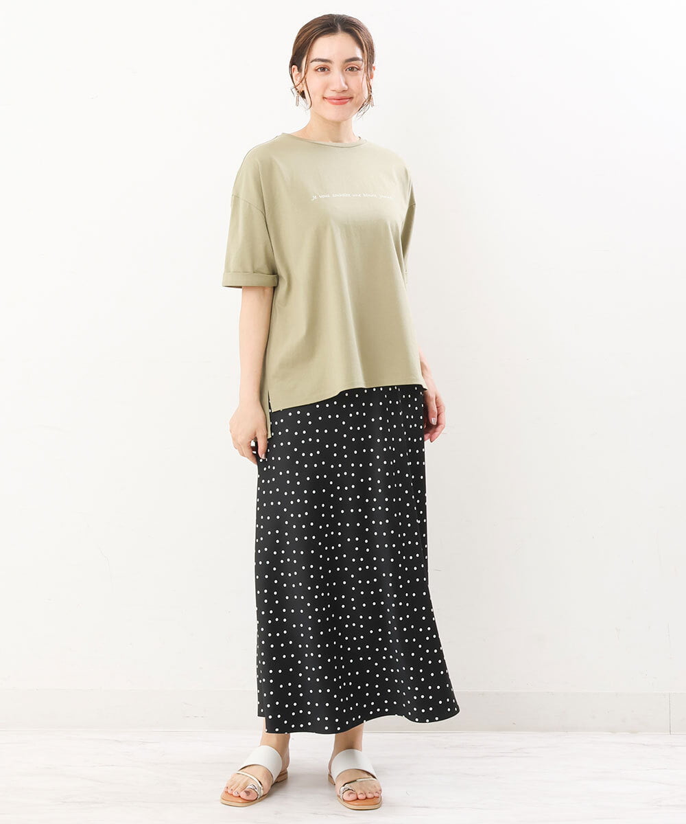 OLKHS59060 eur3(エウルキューブ) 【大きいサイズ】着心地さらっとコットンロゴTシャツ カーキ(36)
