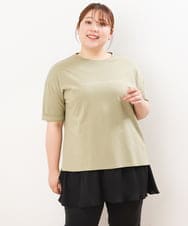 OLKHS59060 eur3(エウルキューブ) 【大きいサイズ】着心地さらっとコットンロゴTシャツ カーキ(36)