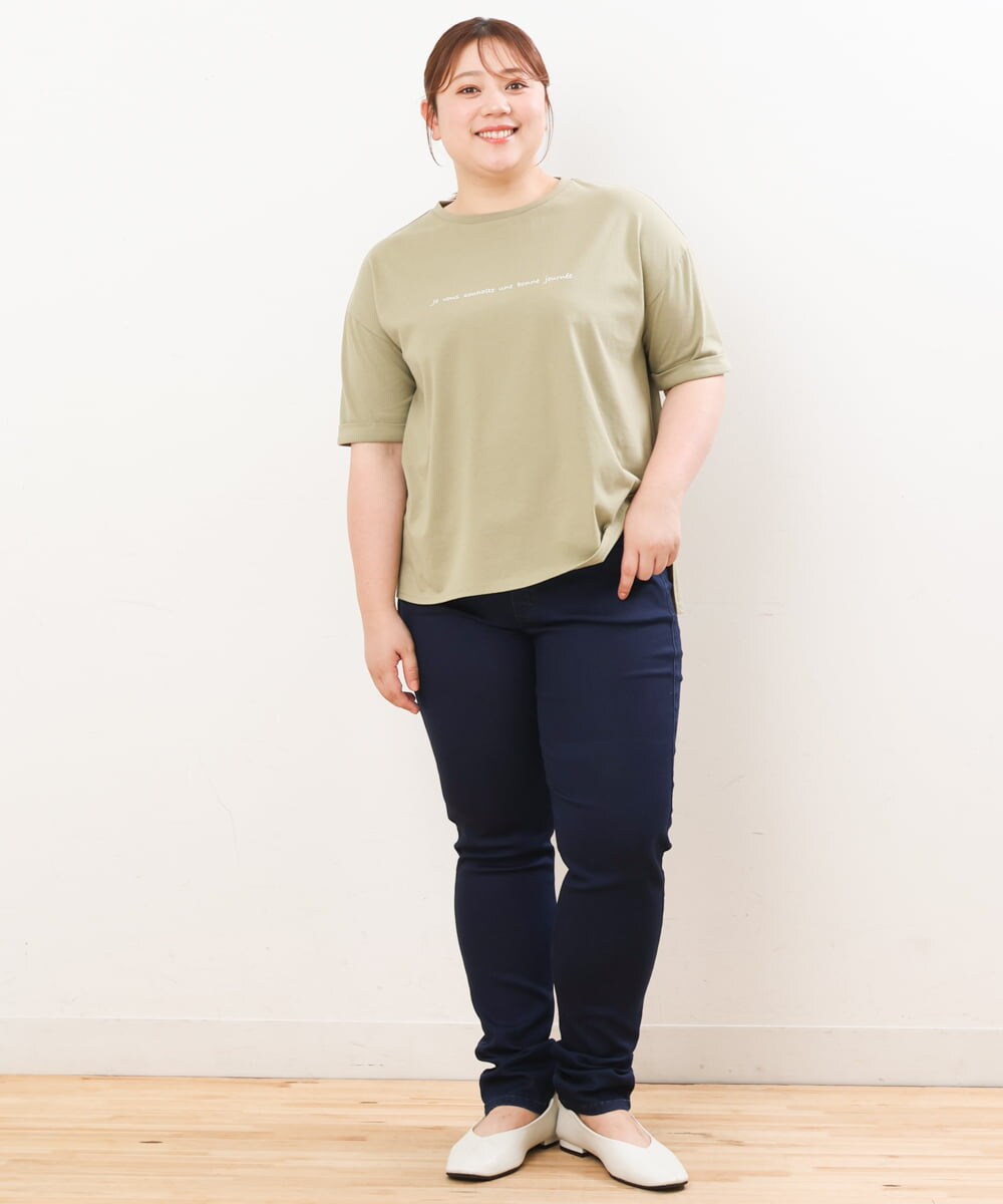 OLKHS59060 eur3(エウルキューブ) 【大きいサイズ】着心地さらっとコットンロゴTシャツ カーキ(36)